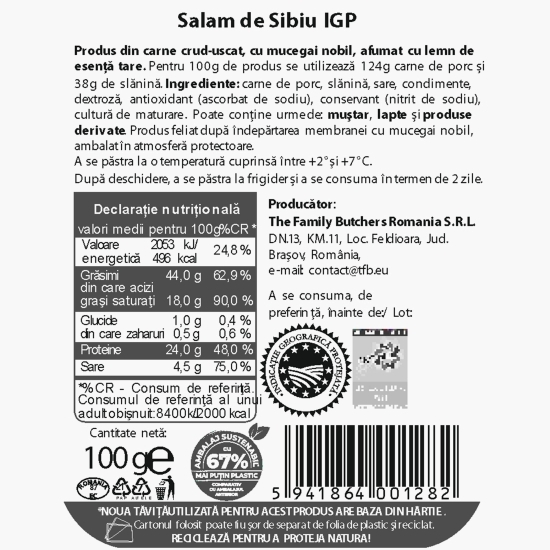 Salam de Sibiu IGP feliat 100g