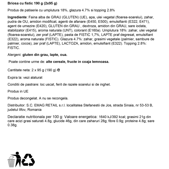 Brioșe cu fistic 2x95g