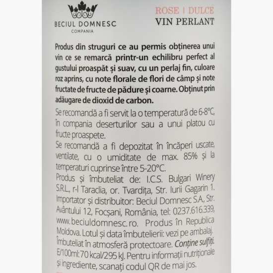 Vin perlant rose dulce, 7%, 0.25l
