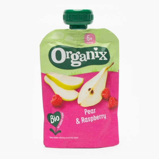Piure ecologic de pere și zmeură, 6+ luni, 100g