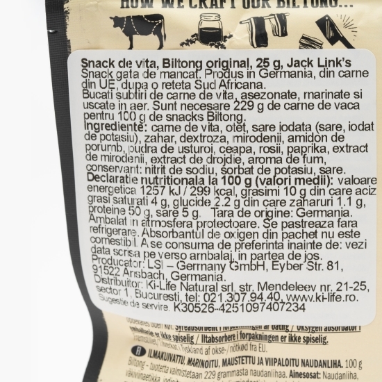 Snack de vită Biltong original 25g