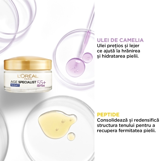 Cremă de noapte antirid și reparatoare, 55+ Age Specialist, 50ml
