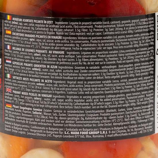 Murături asortate picante 980g