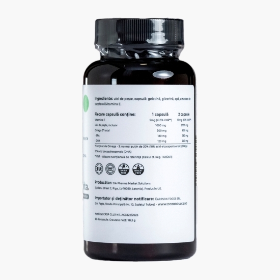 Omega 3 1000mg și Vitamina E 5mg, 60 capsule