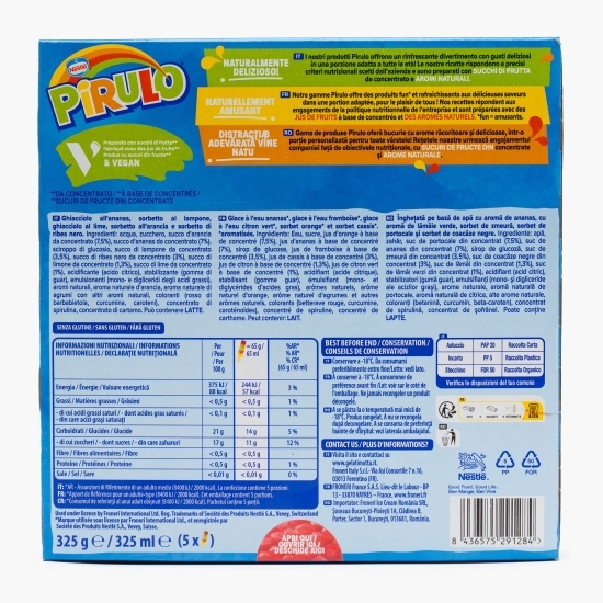 Înghețată cu aromă de ananas, lămâie și coacăze negre 5x65ml (5x65g)