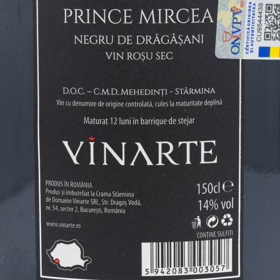 Vin roșu sec Negru de Drăgășani, 14%, 1.5l