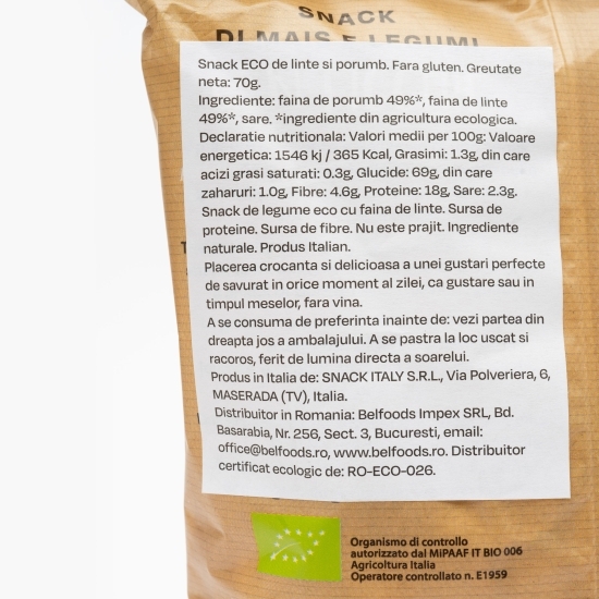 Snack eco de linte și porumb 70g