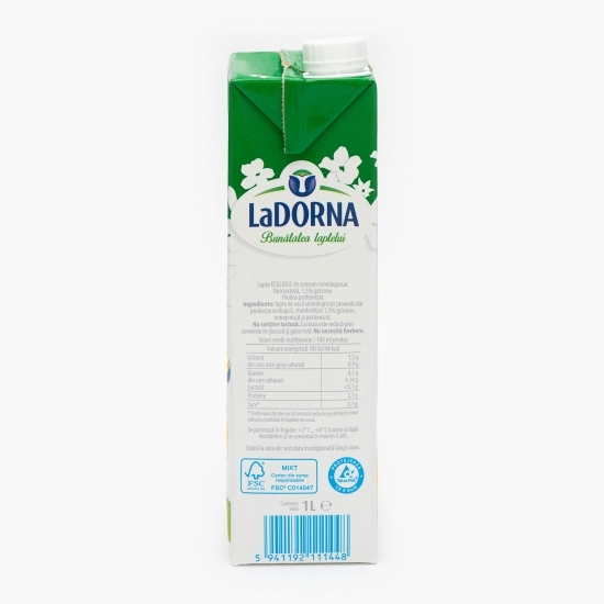 Lapte eco fără lactoză, 1.5% grăsime, „Zile ușoare” 1l