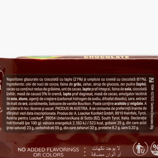 Napolitane Gardena cu umplutură și glazură de ciocolată 38g