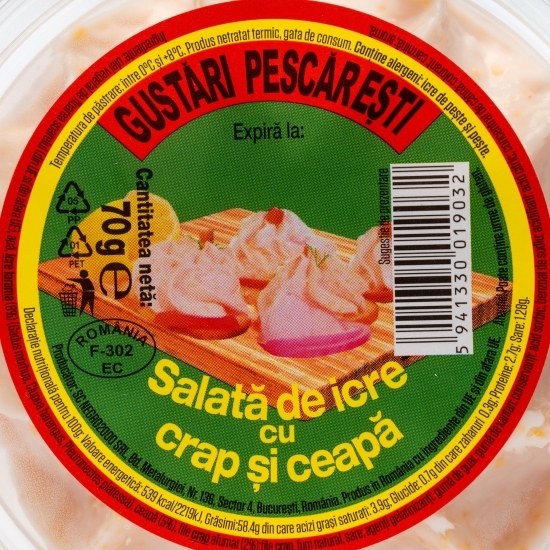 Salată de icre cu crap și ceapă 70g