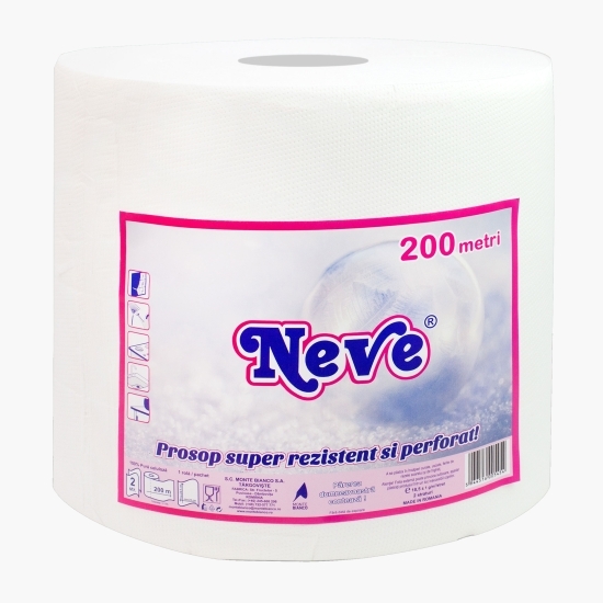 Prosop hârtie super rezistent și perforat, 2 straturi, 200m