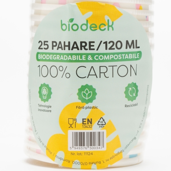 Pahare carton zero plastic bio Artwork 120ml, 25 buc