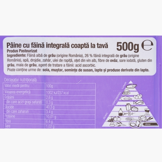 Pâine integrală coaptă la tavă 500g