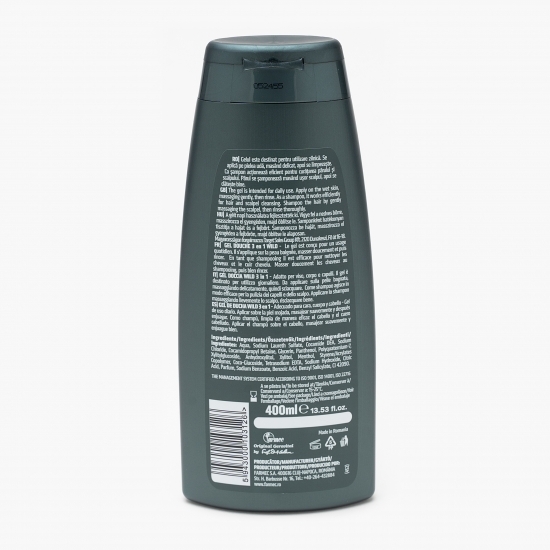 Gel de duș pentru bărbați 3 în 1 Wild 400ml 