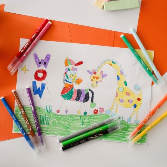 Set markere colorate ultralavabile Kids 12 buc