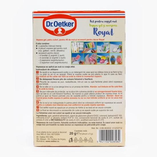 Kit vopsea gel pentru ouă Royal 4 culori, 40 ouă, 20ml + accesorii