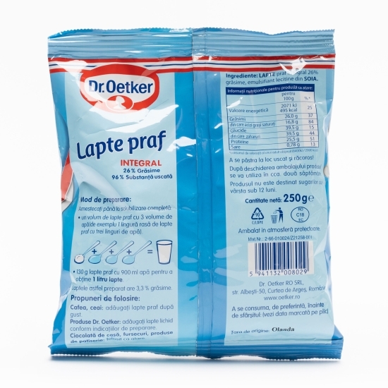 Lapte praf integral 26% grăsime, 250g