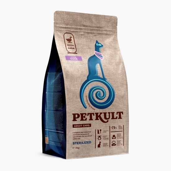 Hrană uscată pentru pisici sterilizate Adult Care, cu conținut ridicat de rață, 2kg