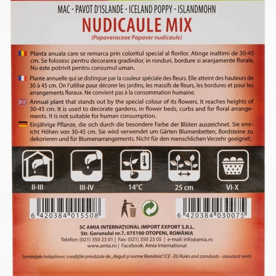 Semințe de mac nudicaule mix 0.4g