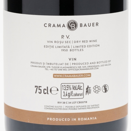 Vin roșu sec Petit Verdot, 13.5%, 750ml