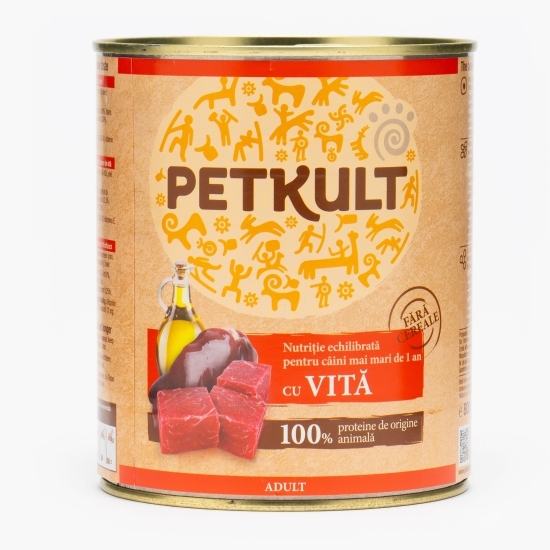Hrană umedă pentru câini adulți, cu vită, 800g
