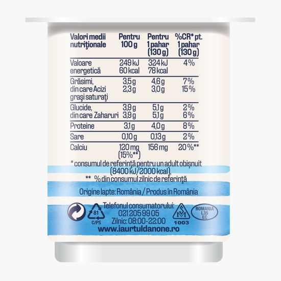 Iaurt natural 3.5% grăsime 130g