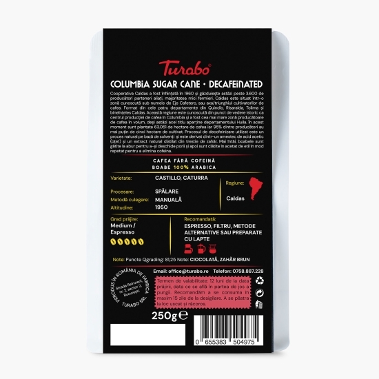Columbia Sugar decaff, 250g, cafea boabe