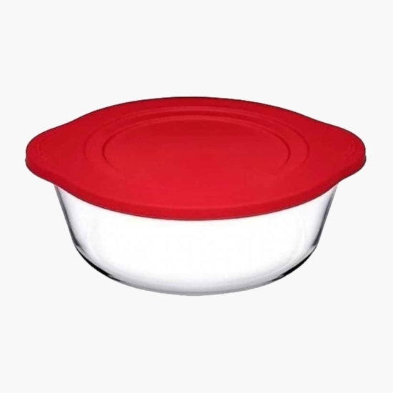 Vas din sticlă termorezistentă cu capac de plastic Borcam 1.45l