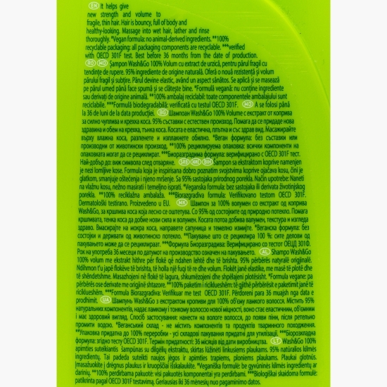 Șampon pentru păr fragil cu tendințe de rupere, cu extract de urzică 360ml