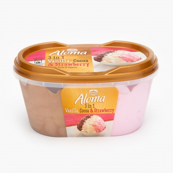 Combinație de înghețate cu arome de cacao, vanilie și căpșuni 1000ml