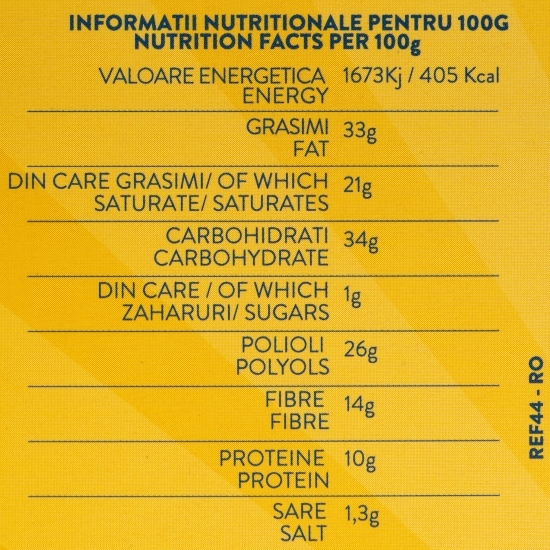 Ciocolată neagră cu îndulcitori, proteine din soia și caramel sărat 100g