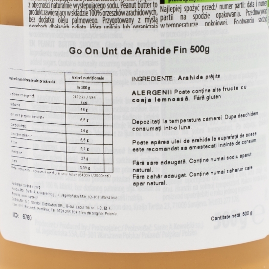 Cremă tartinabilă de arahide Smooth, fără zahăr adăugat 500g