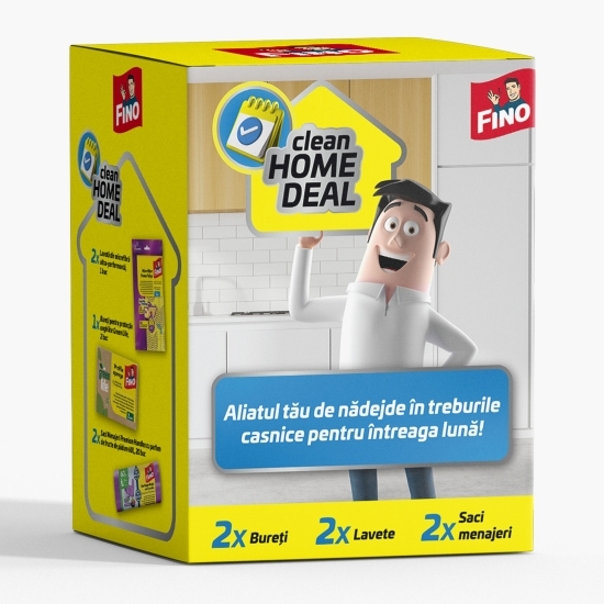 Pachet curățenie - 2 x saci menajeri, 2 x lavete, 2 x bureți