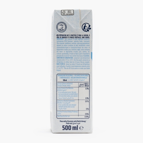 Produs UHT pe bază de grăsimi vegetale, fără zahăr 0.5l