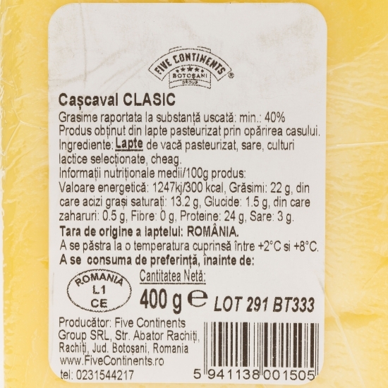 Cașcaval Clasic 40% grăsime 400g
