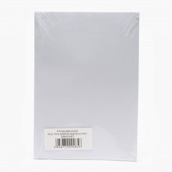 Set 25 plicuri documente, C4, siliconic, alb, 229x324 mm