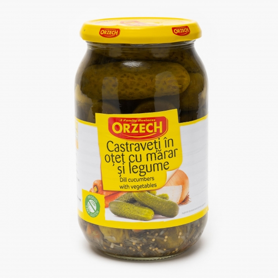 Castraveți în oțet cu mărar și legume 830g