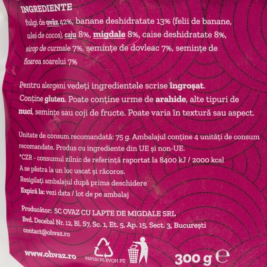 Granola cu caju, banane și caise 300g
