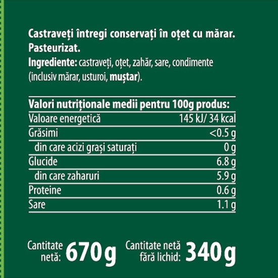 Castraveți în oțet 670g