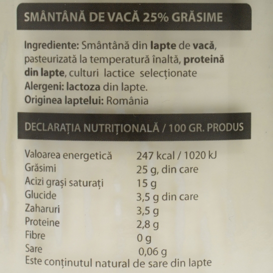 Smântână 25% grăsime 280g