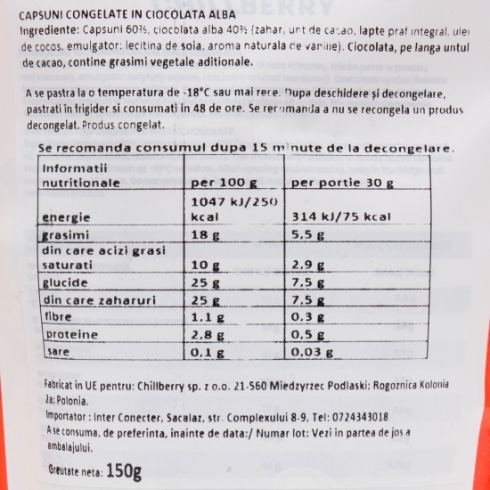 Căpșune în ciocolată albă 150g