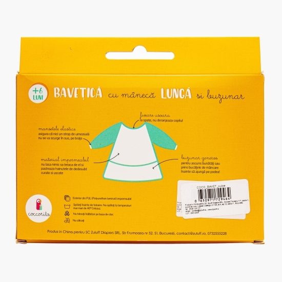 Bavețică cu mânecă lungă și buzunar - vulpe, +6 luni