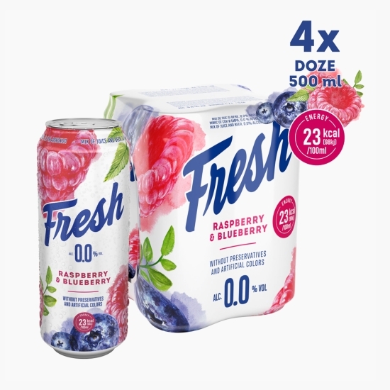 Bere fără alcool mix cu suc de zmeură și afine doză 4x0.5l
