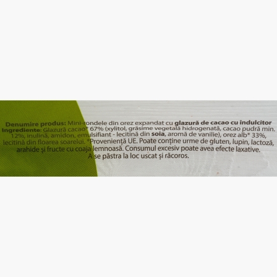Mini-rondele din orez cu glazură de cacao fără zahăr 24g
