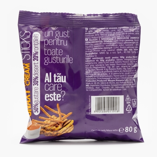 Sticks cu cremă de arahide Snaxy 80g