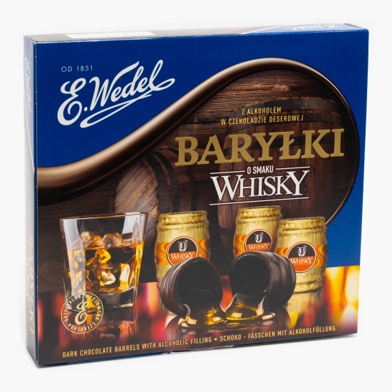 Butoiașe de ciocolată neagră umplute cu whisky 200g