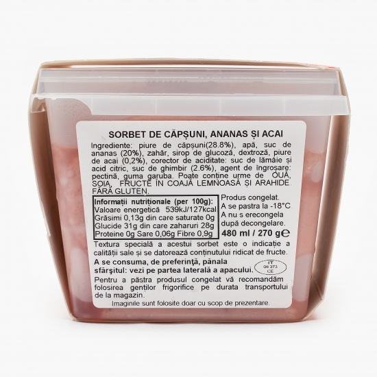 Sorbet căpșuni, ananas, acai 270g