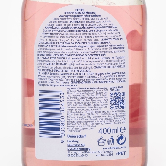 Apă micelară bifazică cu apă de trandafiri Rose Touch 400ml
