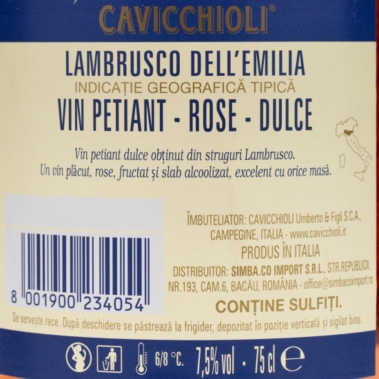 Vin rose dulce Lambrusco IGT, 7.5%, 0.75l