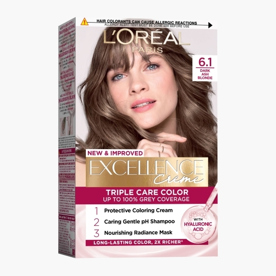 Vopsea de păr permanentă, 6.1 Blond închis cenușiu 192ml